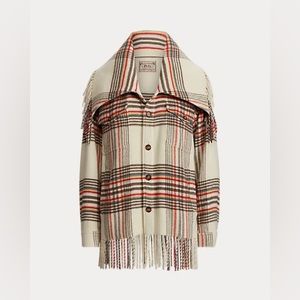 NWT Polo Ralph Lauren Plaid Fringe-Trim Shirt Jacket